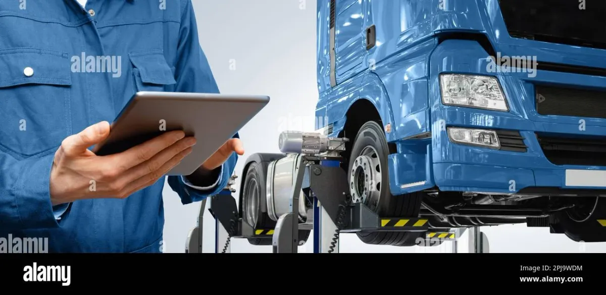 Service technician using CrewBrix mobile app in service van